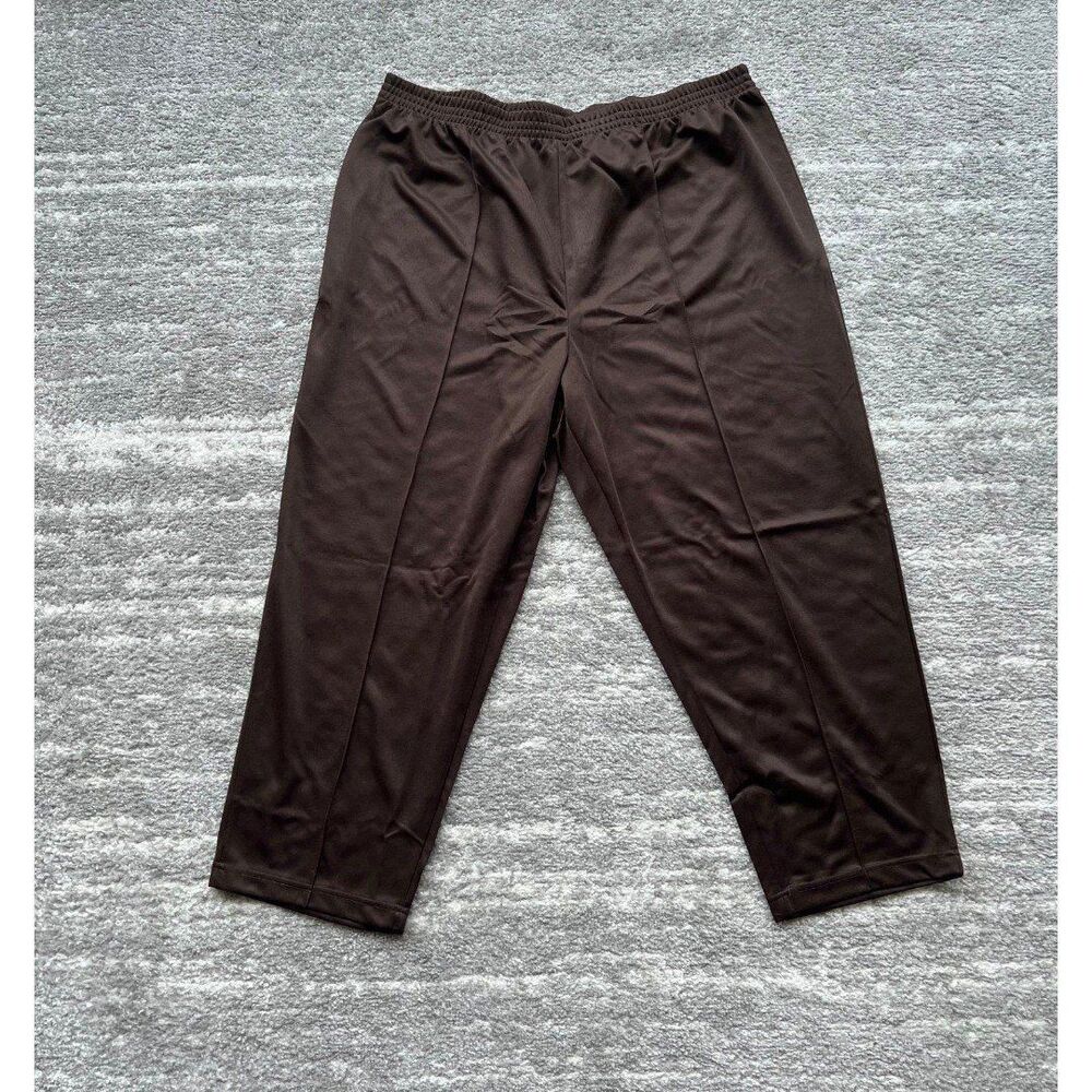Roaman's Women Plus Size 28W Petite Brown Elastic Waistband Pull On Capri Pants